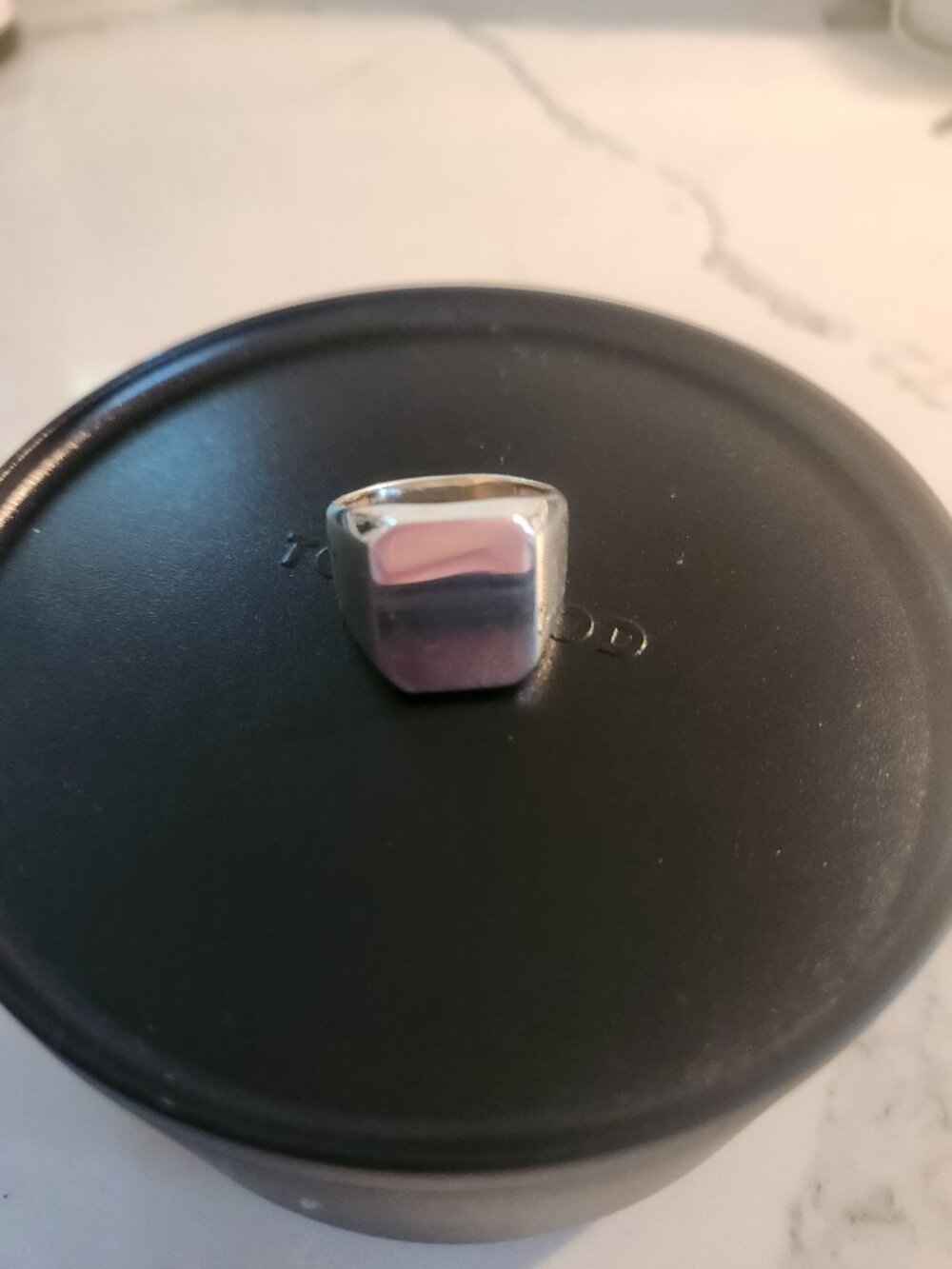 Men's Solid 925 Sterling Silver Square Signet Ring - Size 12